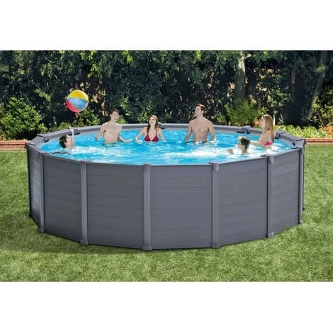 Intex 26384 Frame Pool Set Graphit Leiter Boden-Abdeckplane Sandfilter 478x124cm 2 Intex 26384 Frame Pool Set Graphit Leiter Boden-Abdeckplane Sandfilter 478x124cm – Bild 2