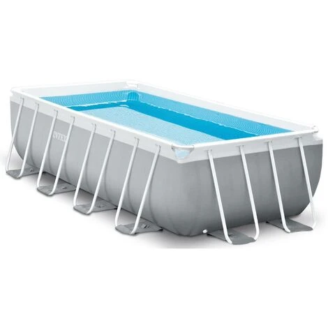 Intex 26788 Swimming Pool Set Frame Prism Quadra 400x200x100cm Pumpe Leiter Grau 3 Intex 26788 Swimming Pool Set Frame Prism Quadra 400x200x100cm Pumpe Leiter Grau – Bild 3