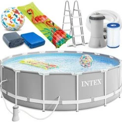 INTEX Prism Frame Swimming Pool Schwimmbecken 457x107 Cm Komplett-Set 26724