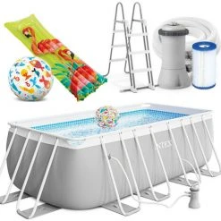 INTEX Prism Frame Swimming Pool 400 X 200 X 122 Cm Rechteck Stahlwand Leiter & Pumpe 26790