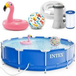 INTEX Metal Frame Swimming Pool 366x76 Cm Schwimmbecken Mit Pumpe 28212