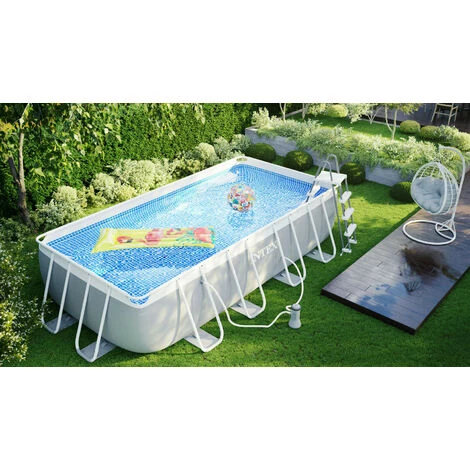 INTEX Prism Frame Swimming Pool 488x244x107 Cm Rechteck Stahlwand Leiter & Pumpe 26792 2 INTEX Prism Frame Swimming Pool 488x244x107 Cm Rechteck Stahlwand Leiter & Pumpe 26792 – Bild 2
