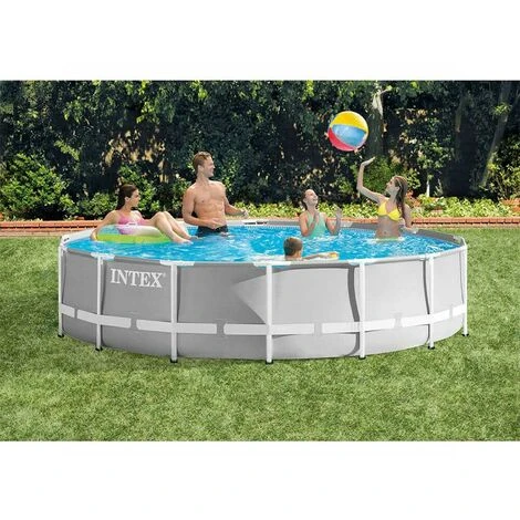 Intex 26720 Prism Frame Swimming Pool Set Ø427x107cm Pumpe Leiter Abdeckplane 2 Intex 26720 Prism Frame Swimming Pool Set Ø427x107cm Pumpe Leiter Abdeckplane – Bild 2