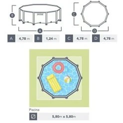 Schwimmbad Rundes Intex Ø 478 Cm Oberirdisch Farbe Graphit 26384NP | Graphit -INTEX Geschäft 59423602 5