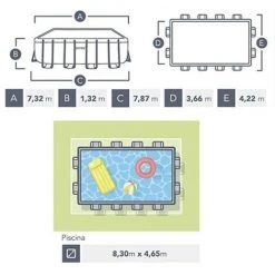 Schwimmbad Rechteckiges Intex 732x366 Cm Oberirdisch Farbe Grau 26364NP | Grau -INTEX Geschäft 59423604 5