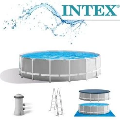Intex Frame Pool Set Prism Rondo Ø 457 X 122 Cm Grau - Komplettset